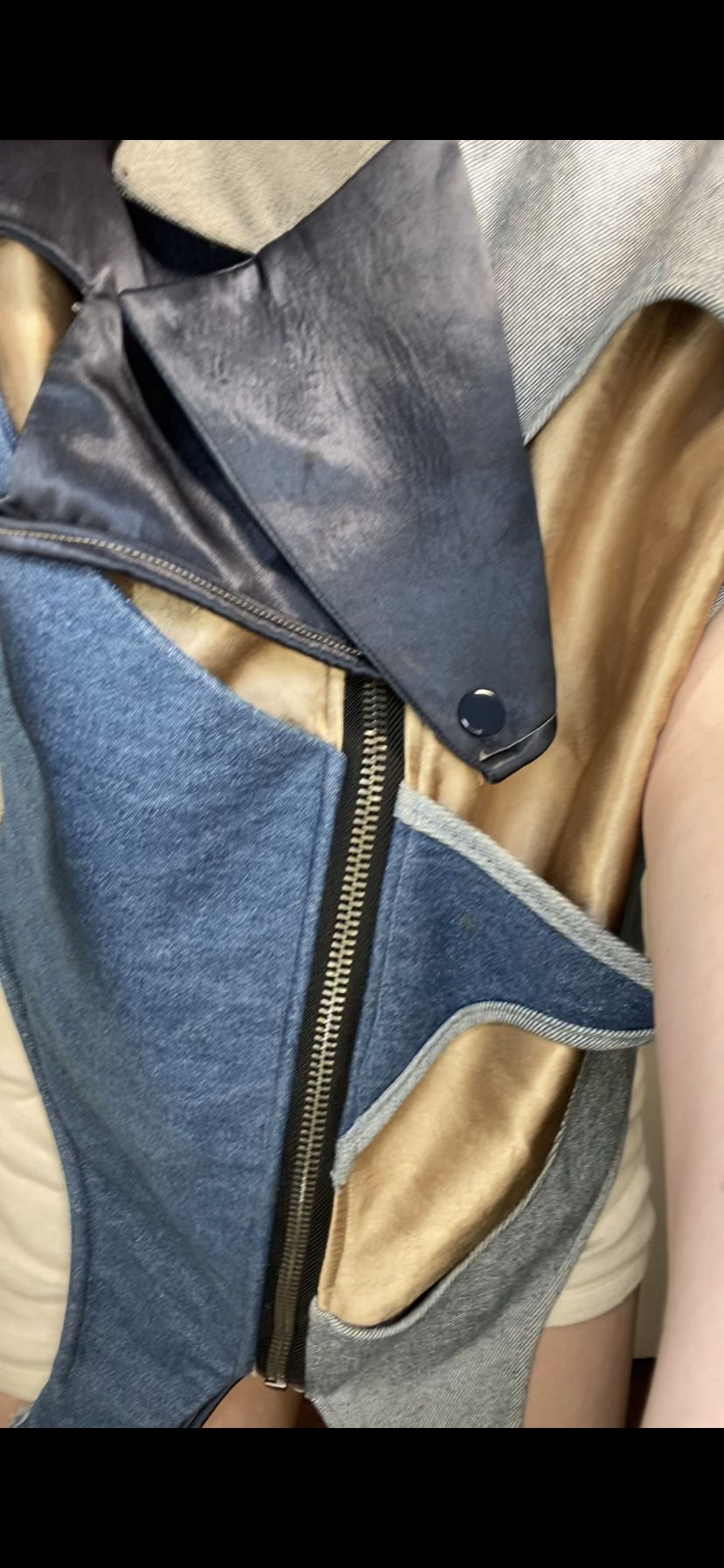 Asymmetric Silk Denim Oversized Corset Waist Vest