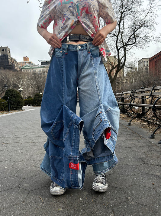 Oversized Deconstructed Waist Front Jeans